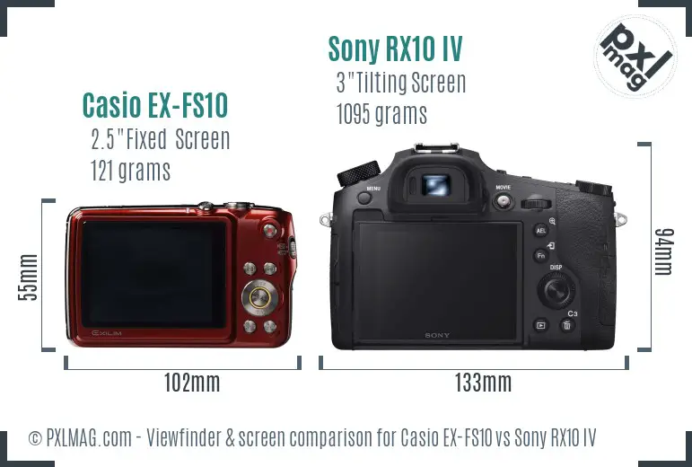 Casio EX-FS10 vs Sony RX10 IV Screen and Viewfinder comparison Casio EX-FS10 vs Sony RX10 IV Screen and Viewfinder comparison