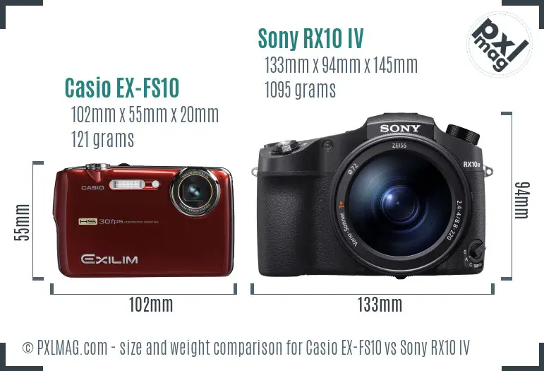 Casio EX-FS10 vs Sony RX10 IV size comparison Casio EX-FS10 vs Sony RX10 IV size comparison