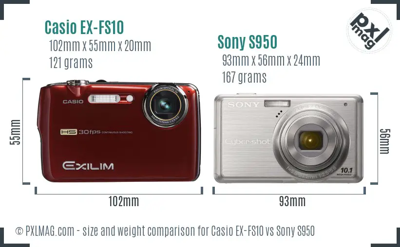 Casio EX-FS10 vs Sony S950 size comparison