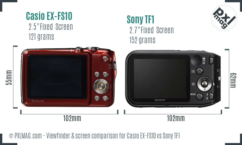 Casio EX-FS10 vs Sony TF1 Screen and Viewfinder comparison Casio EX-FS10 vs Sony TF1 Screen and Viewfinder comparison