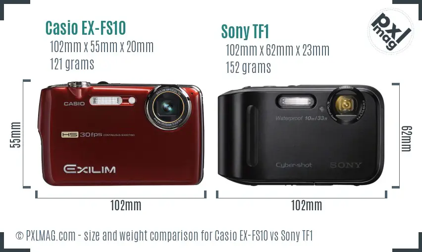 Casio EX-FS10 vs Sony TF1 size comparison Casio EX-FS10 vs Sony TF1 size comparison