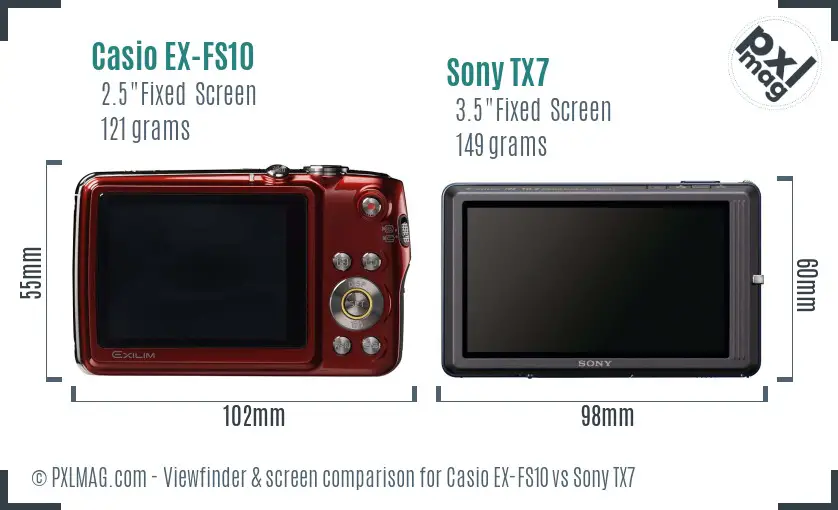 Casio EX-FS10 vs Sony TX7 Screen and Viewfinder comparison Casio EX-FS10 vs Sony TX7 Screen and Viewfinder comparison