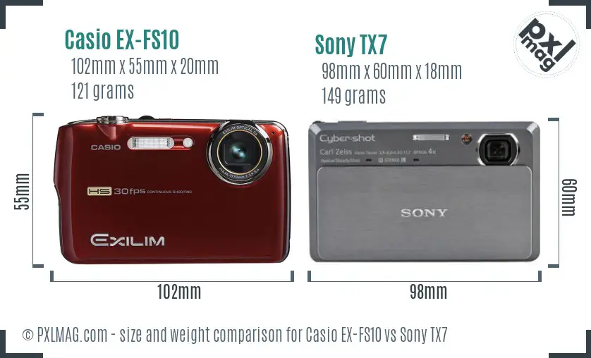 Casio EX-FS10 vs Sony TX7 size comparison Casio EX-FS10 vs Sony TX7 size comparison