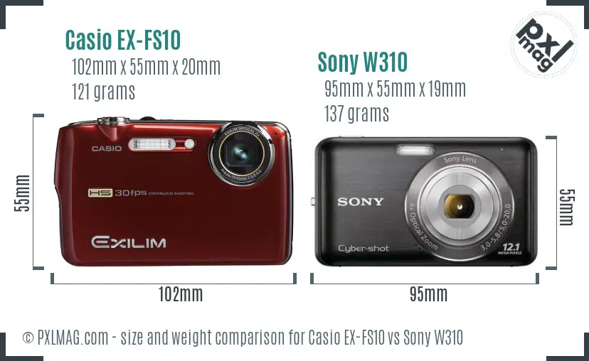 Casio EX-FS10 vs Sony W310 size comparison Casio EX-FS10 vs Sony W310 size comparison