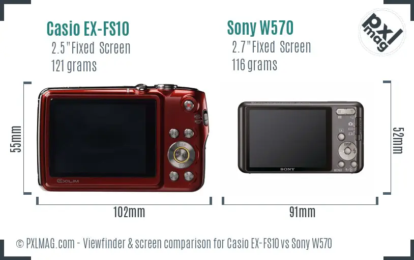 Casio EX-FS10 vs Sony W570 Screen and Viewfinder comparison