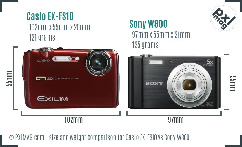 Casio EX-FS10 vs Sony W800 size comparison Casio EX-FS10 vs Sony W800 size comparison