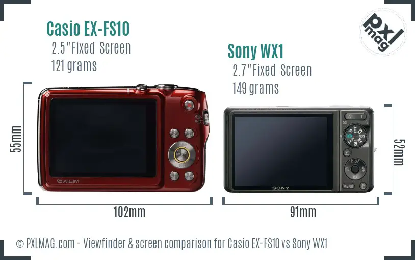 Casio EX-FS10 vs Sony WX1 Screen and Viewfinder comparison