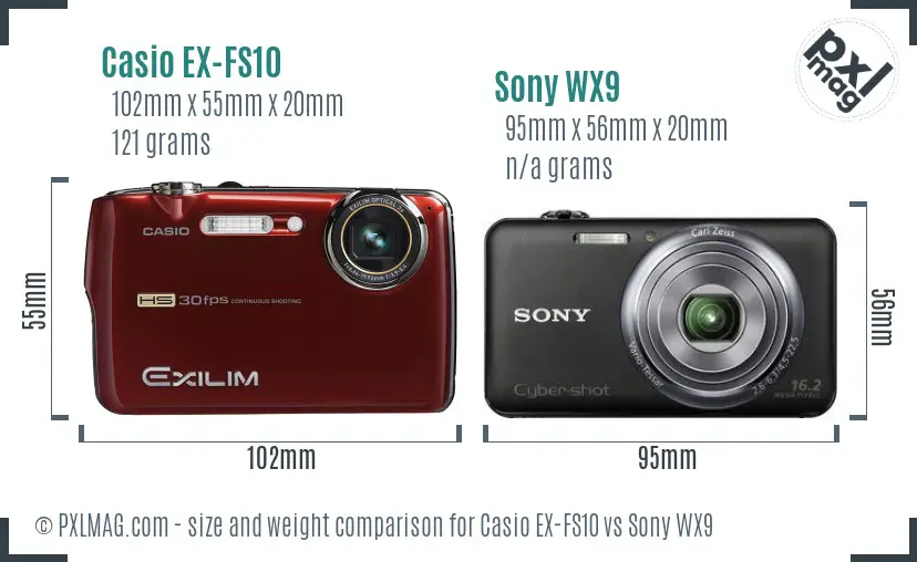 Casio EX-FS10 vs Sony WX9 size comparison