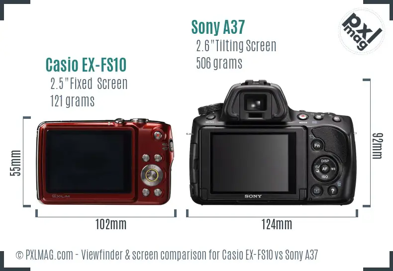Casio EX-FS10 vs Sony A37 Screen and Viewfinder comparison