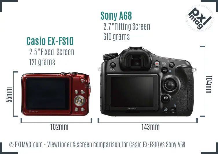 Casio EX-FS10 vs Sony A68 Screen and Viewfinder comparison Casio EX-FS10 vs Sony A68 Screen and Viewfinder comparison