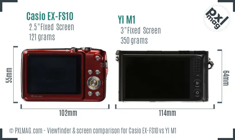 Casio EX-FS10 vs YI M1 Screen and Viewfinder comparison Casio EX-FS10 vs YI M1 Screen and Viewfinder comparison