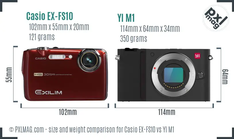 Casio EX-FS10 vs YI M1 size comparison Casio EX-FS10 vs YI M1 size comparison