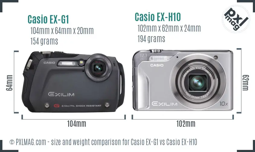 Casio EX-G1 vs Casio EX-H10 size comparison