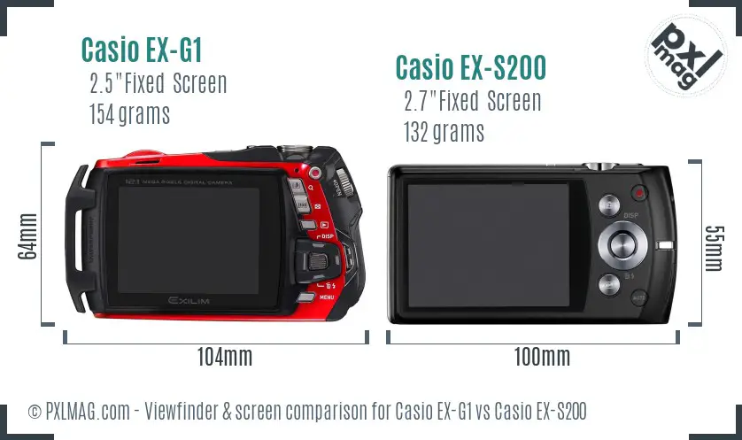 Casio EX-G1 vs Casio EX-S200 Screen and Viewfinder comparison