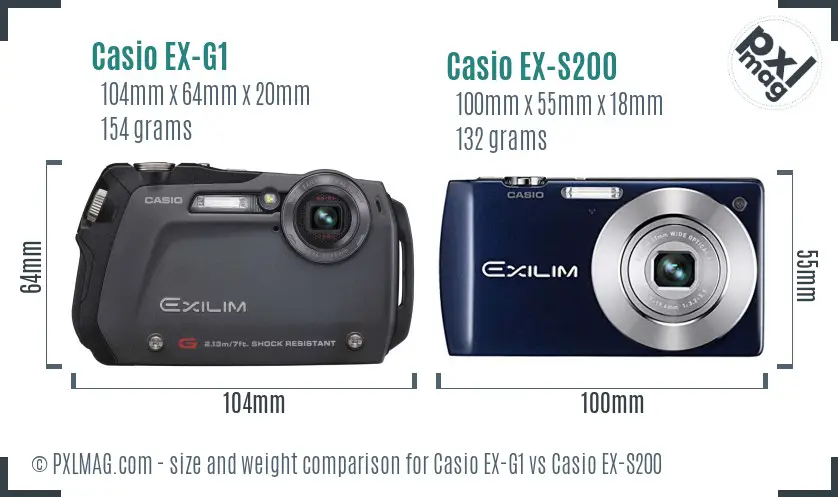 Casio EX-G1 vs Casio EX-S200 size comparison