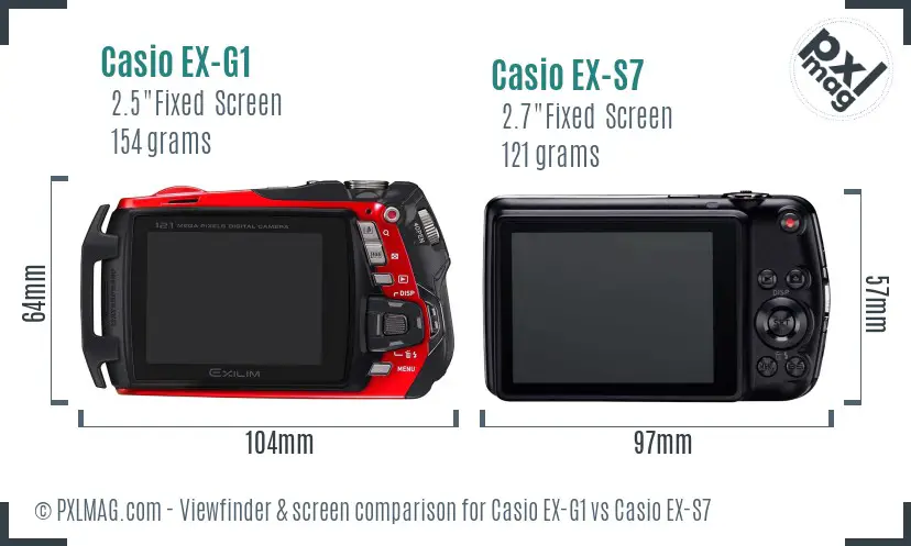 Casio EX-G1 vs Casio EX-S7 Screen and Viewfinder comparison