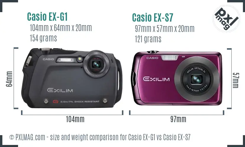 Casio EX-G1 vs Casio EX-S7 size comparison