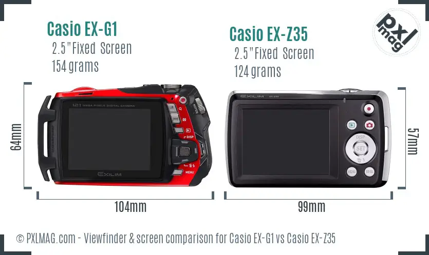 Casio EX-G1 vs Casio EX-Z35 Screen and Viewfinder comparison