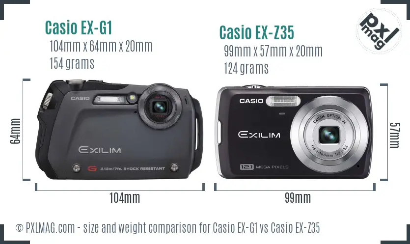 Casio EX-G1 vs Casio EX-Z35 size comparison