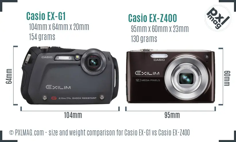 Casio EX-G1 vs Casio EX-Z400 size comparison