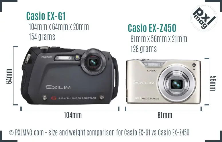 Casio EX-G1 vs Casio EX-Z450 size comparison