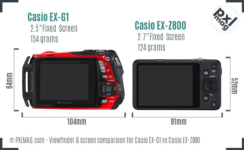 Casio EX-G1 vs Casio EX-Z800 Screen and Viewfinder comparison