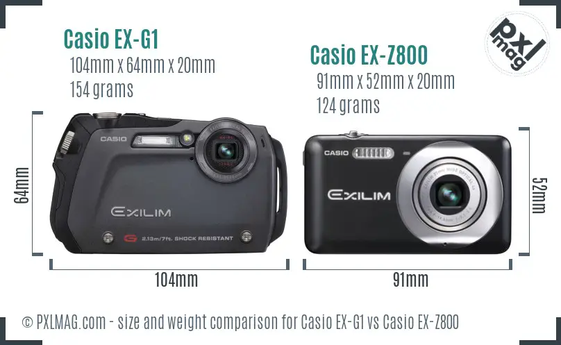 Casio EX-G1 vs Casio EX-Z800 size comparison