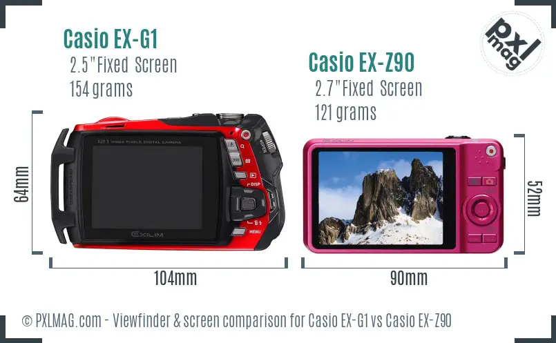 Casio EX-G1 vs Casio EX-Z90 Screen and Viewfinder comparison