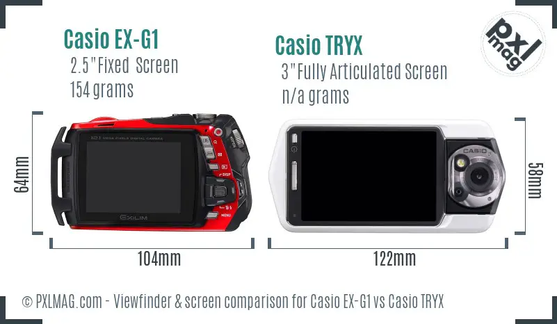 Casio EX-G1 vs Casio TRYX Screen and Viewfinder comparison