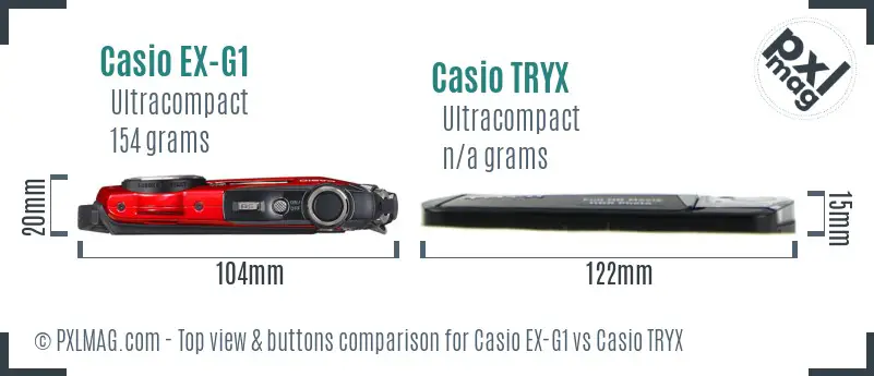 Casio EX-G1 vs Casio TRYX top view buttons comparison