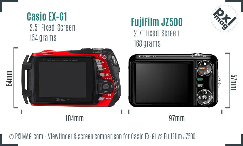 Casio EX-G1 vs FujiFilm JZ500 Screen and Viewfinder comparison Casio EX-G1 vs FujiFilm JZ500 Screen and Viewfinder comparison