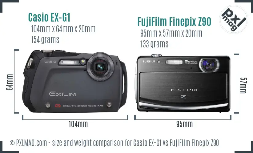 Casio EX-G1 vs FujiFilm Finepix Z90 size comparison