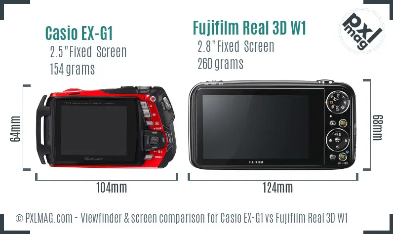 Casio EX-G1 vs Fujifilm Real 3D W1 Screen and Viewfinder comparison Casio EX-G1 vs Fujifilm Real 3D W1 Screen and Viewfinder comparison