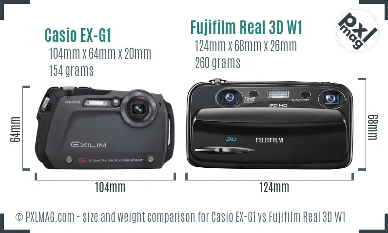 Casio EX-G1 vs Fujifilm Real 3D W1 size comparison Casio EX-G1 vs Fujifilm Real 3D W1 size comparison