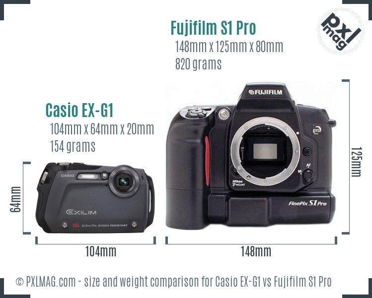 Casio EX-G1 vs Fujifilm S1 Pro size comparison Casio EX-G1 vs Fujifilm S1 Pro size comparison