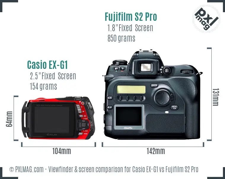 Casio EX-G1 vs Fujifilm S2 Pro Screen and Viewfinder comparison Casio EX-G1 vs Fujifilm S2 Pro Screen and Viewfinder comparison