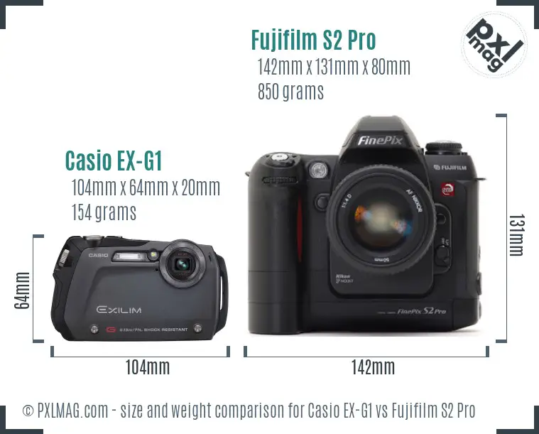 Casio EX-G1 vs Fujifilm S2 Pro size comparison Casio EX-G1 vs Fujifilm S2 Pro size comparison