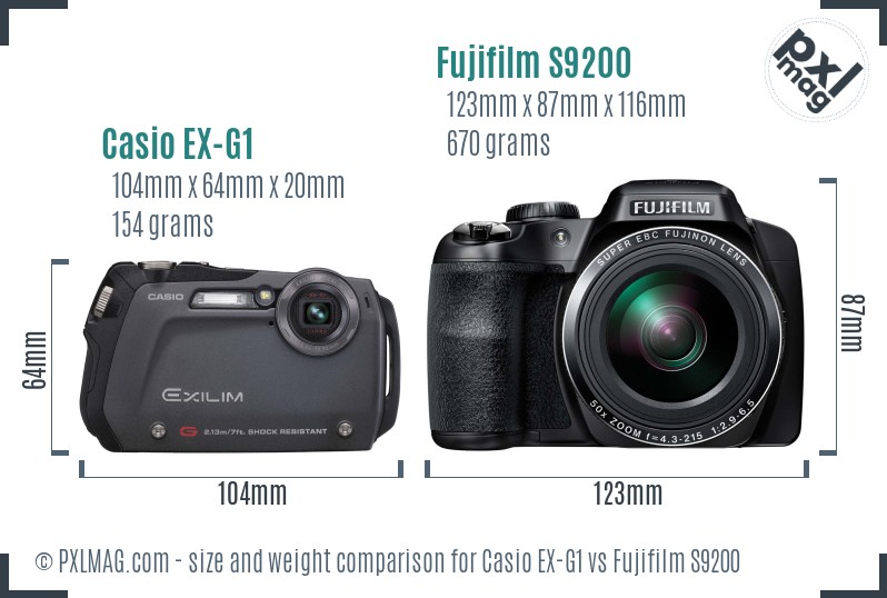 Casio EX-G1 vs Fujifilm S9200 size comparison Casio EX-G1 vs Fujifilm S9200 size comparison