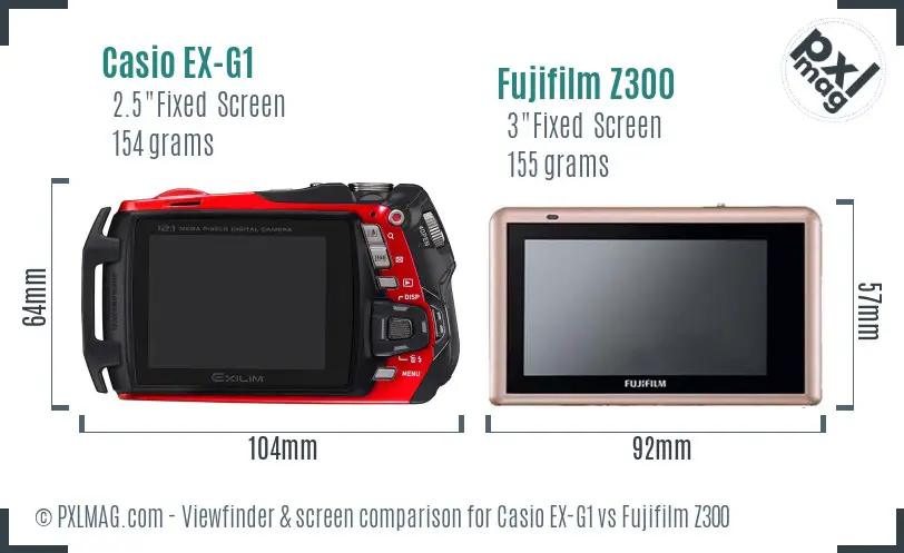 Casio EX-G1 vs Fujifilm Z300 Screen and Viewfinder comparison