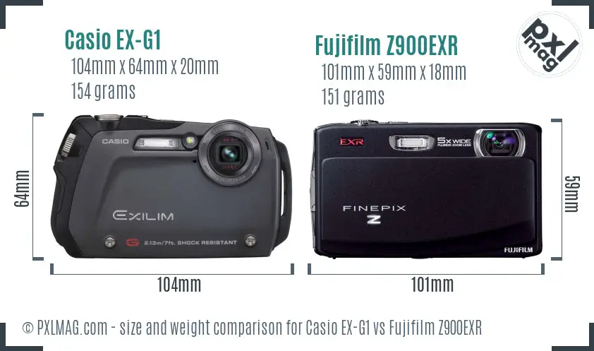 Casio EX-G1 vs Fujifilm Z900EXR size comparison