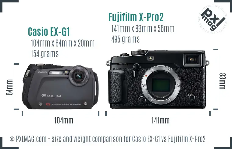 Casio EX-G1 vs Fujifilm X-Pro2 size comparison