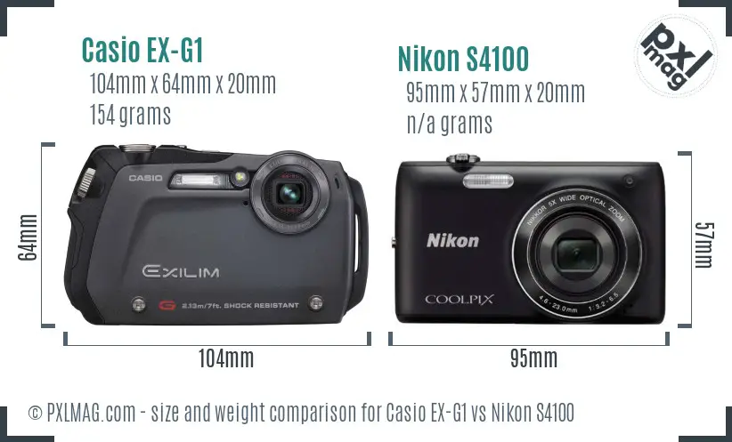 Casio EX-G1 vs Nikon S4100 size comparison