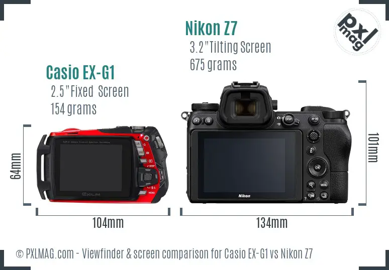 Casio EX-G1 vs Nikon Z7 Screen and Viewfinder comparison