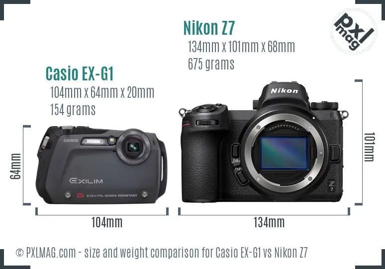 Casio EX-G1 vs Nikon Z7 size comparison