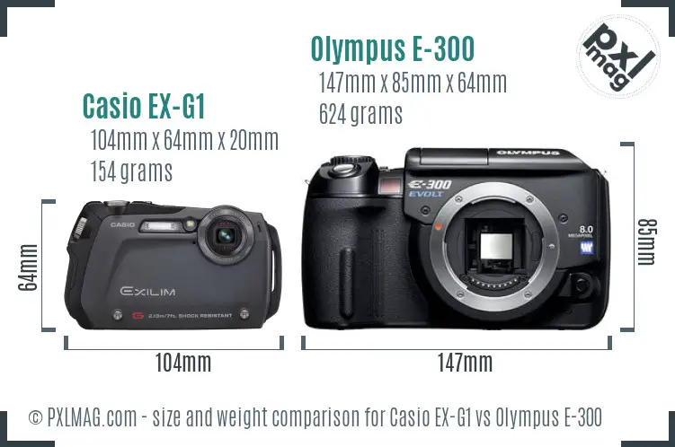 Casio EX-G1 vs Olympus E-300 size comparison