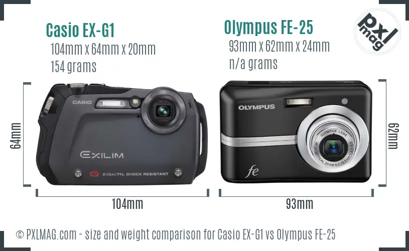Casio EX-G1 vs Olympus FE-25 size comparison