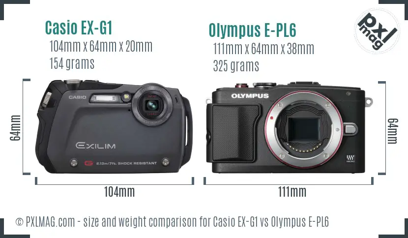 Casio EX-G1 vs Olympus E-PL6 size comparison