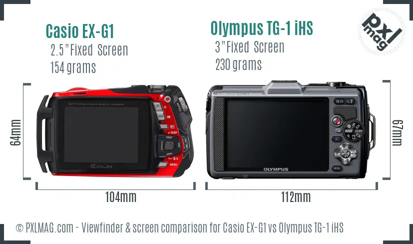 Casio EX-G1 vs Olympus TG-1 iHS Screen and Viewfinder comparison