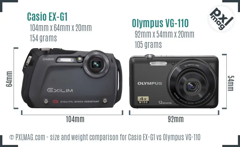 Casio EX-G1 vs Olympus VG-110 size comparison