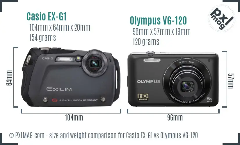 Casio EX-G1 vs Olympus VG-120 size comparison